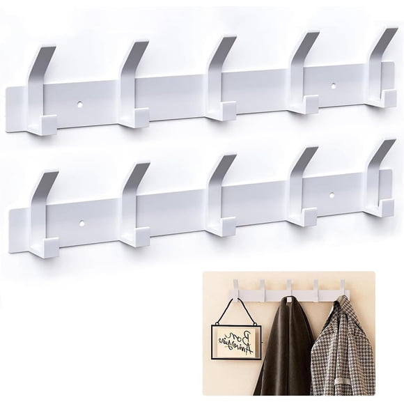 Coat Rack Wall Mounted ,Heavy Duty Aluminum Double Hook Coat Hook Modern Clothes Hook Rails Wall Hook Rack for Coat Hat Towel Purse Robes Mudroom Bathroom Entryway ()