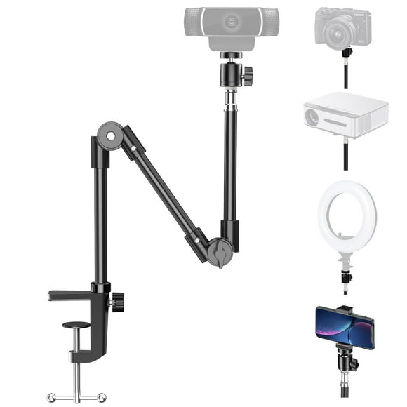 KDD Support de Webcam avec Support de Téléphone, Pince Pliable Flexible Col de Cygne 22 Pouces & Support de Projecteur de Table, pour Logitech C922 C930e C920S C920 C960 Br