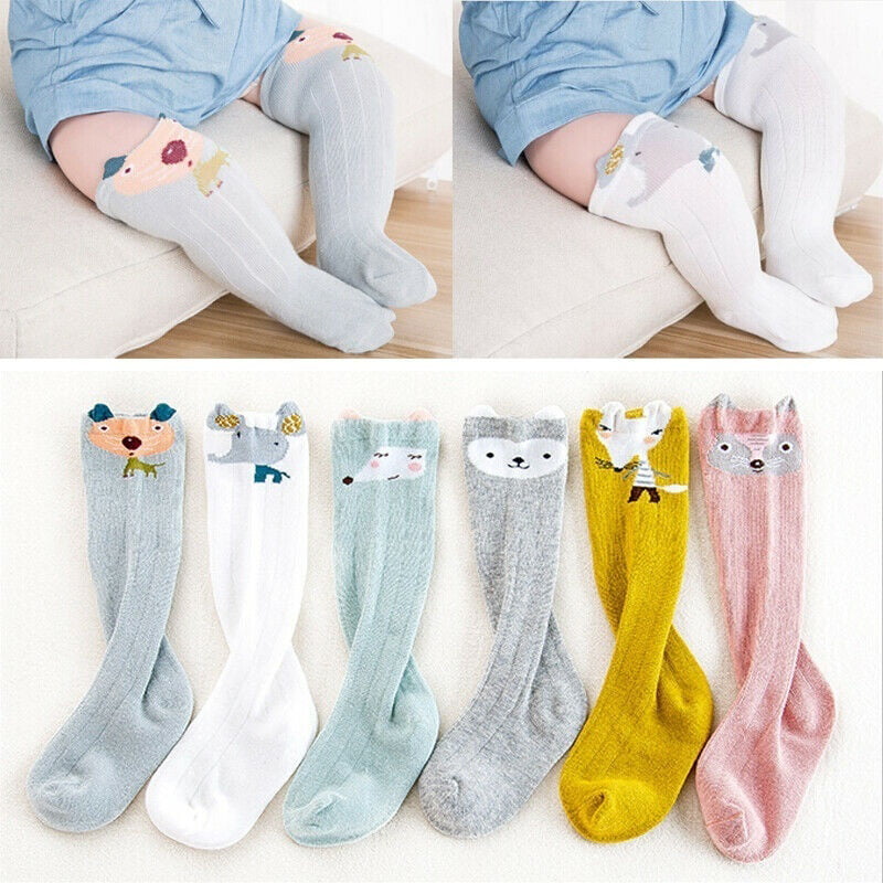 Baby Cute Cartoon Soft Cotton Leg Warmers Knee High Long Socks Boy Girl Toddler 