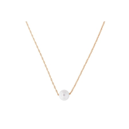 14k Yellow, White or Rose Gold Rope Chain 6mm White Freshwater Cultured Pearl Necklace