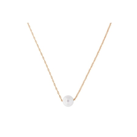 Pearl Morgan Rose - 14k Yellow, White or Rose Gold Rope Chain 6mm White Freshwater Cultured Pearl Necklace