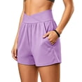thumbnail image 5 of DISKEBUISS Women's Summer Athletic Shorts Crossover High Waisted Gym Loose Short Pants with Pockets, 5 of 7