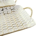 thumbnail image 4 of DecMode 19", 19"W Gold Metal Geometric Dot Geometric Tray with White Accents, 2-Pieces, 4 of 11