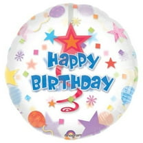 32 inch Birthday Swirl Foil Mylar Balloon - Party Supplies Decorations