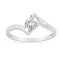 10K White Gold Diamond Leaf Ring