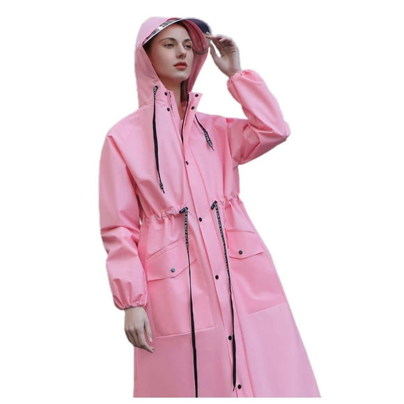 PMVFHDE Womens Rain Poncho Women's Long Raincoat Adult Full Body Rain Gear For Cycling Heavy Rain Poncho Pink,L