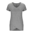 thumbnail image 6 of Womens Summer Tops Pleated Longline Short Sleeve V Neck T Shirts Dress Casual Workout Tunic Blouses Spring Tunic Tops, 6 of 7