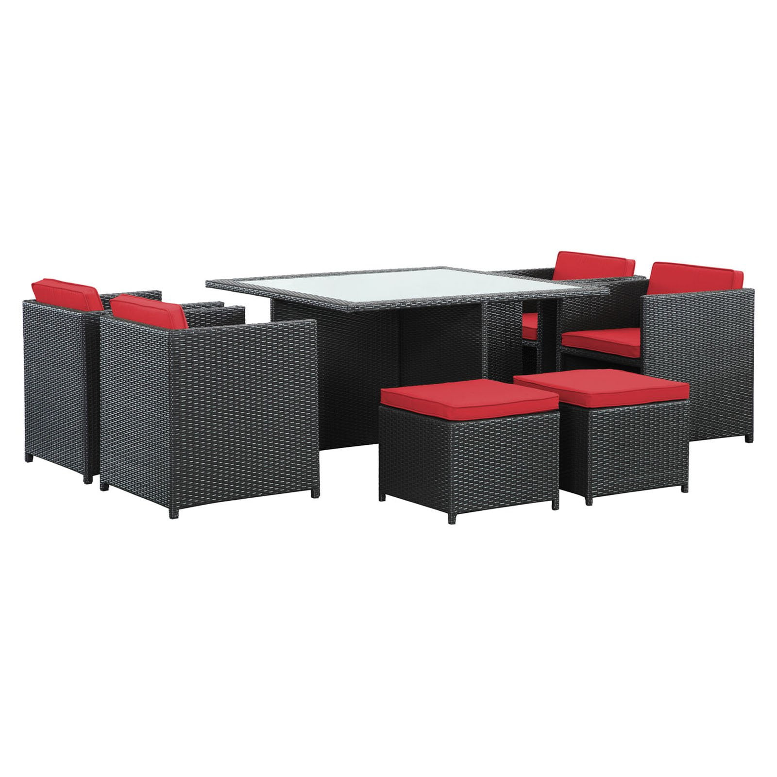 Modway Inverse 9 Piece Outdoor Patio Dining Set, Multiple Colors