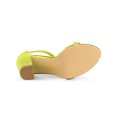 thumbnail image 5 of BLISSFUL STEP Women's Open Toe Ankle Strap Buckle Block Heels Glitter Sandals Lime Yellow 9, 5 of 7