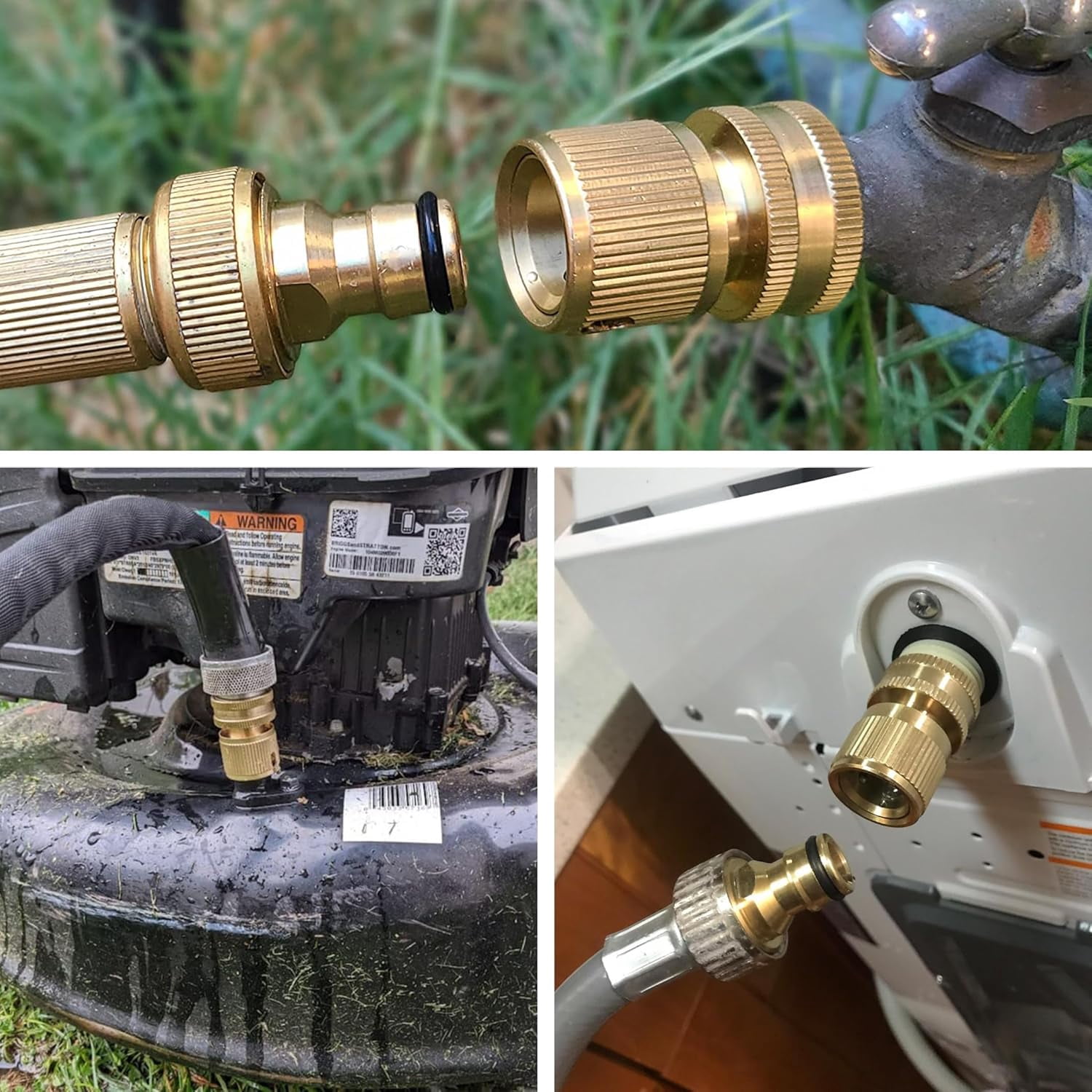 Quick Connect Hose Fitting, Solid Brass Garden Hose Quick Connectors 3/4 Inch Thread No-Leak Water Hose Repair Fittings Male and Female Hose Adapter - 5Packs