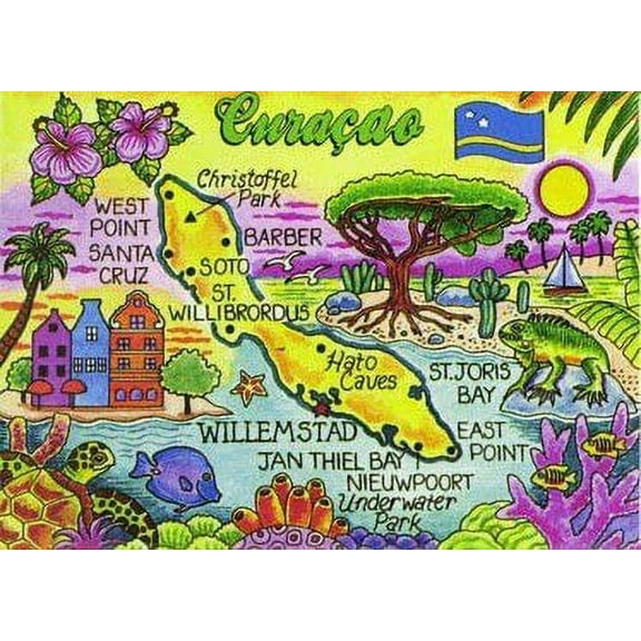 Curacao Map Caribbean Fridge Collector's Souvenir Magnet 2.5 inches X 3.5 inches