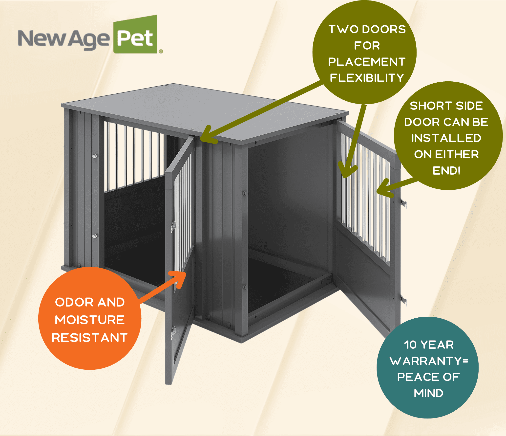 New Age Pet® ECOFLEX® Flexi Door X Large Dog Crate in Black with Brushed Stainless Bars