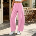 thumbnail image 5 of CFLVAEK Sweatpants Women Barrel Wide Leg Baggy Lounge Pants with Pockets Casual Elastic Waist Workout Sweat Pant Pink S, 5 of 9