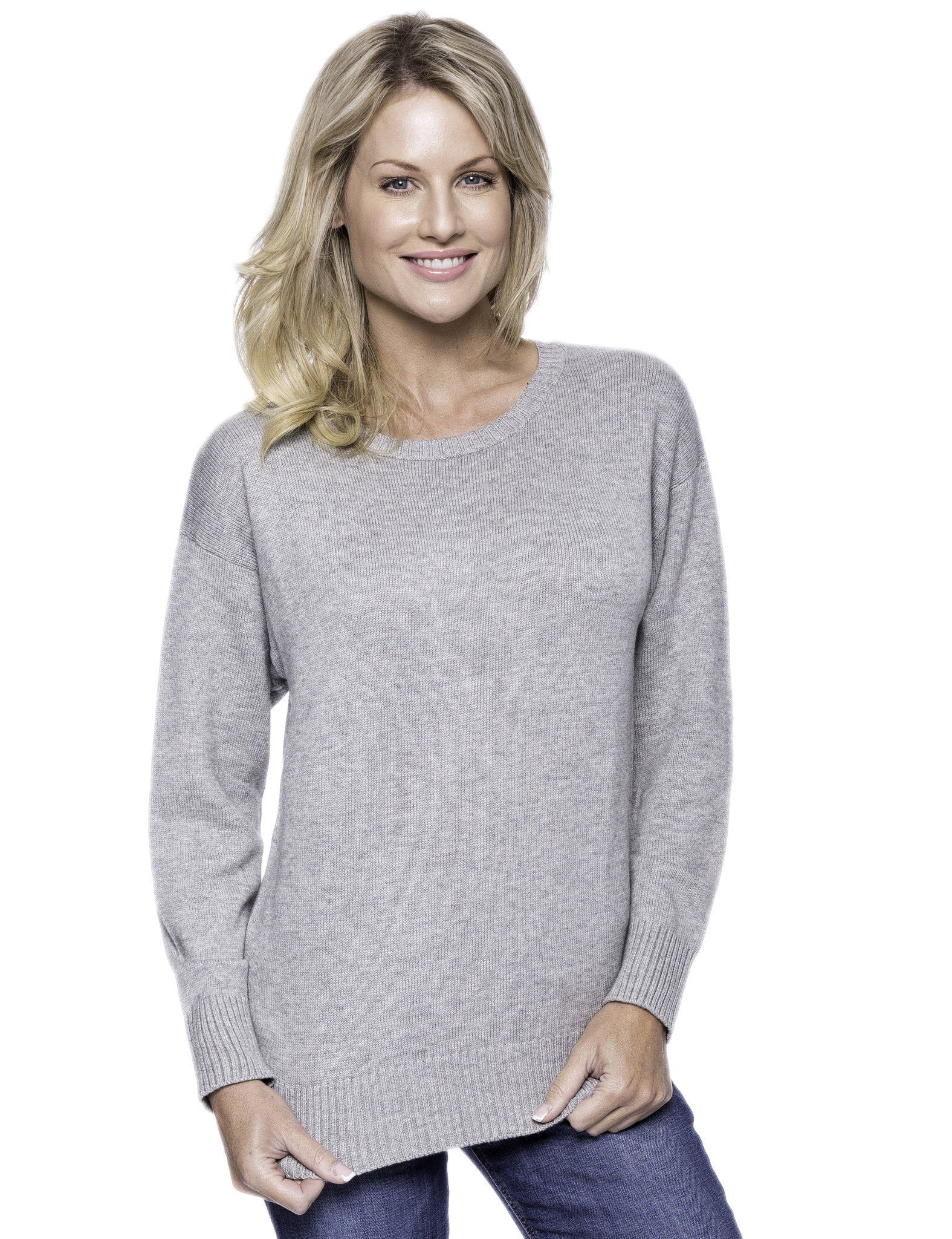 Cashmere Blend Crew Neck Sweater 