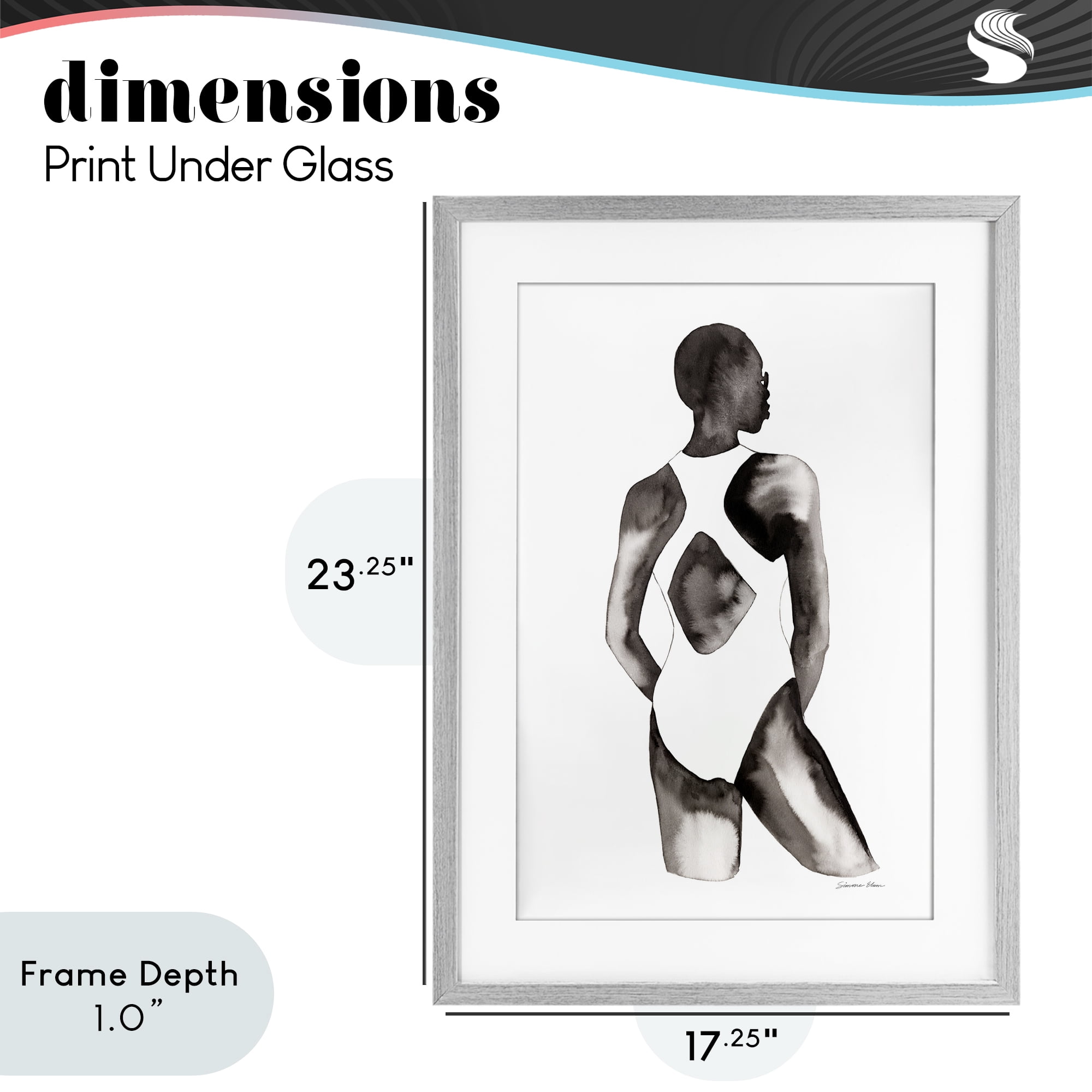 Stupell Industries Beach Day Swimsuit Silhouette Gray Framed Print Under Glass, design by Simone Elum