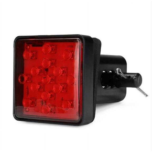 Furulu Universal 2" Car Trailer Truck Hitch Towing Receiver Cover 15 LED Brake Tail Light Tube Cover W Pin