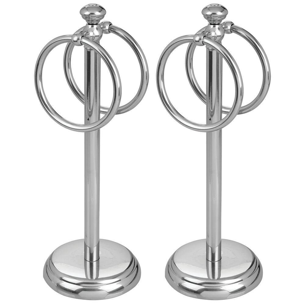 mDesign Metal Fingertip Towel Holder for Bath Vanity Countertop, 2 Pack