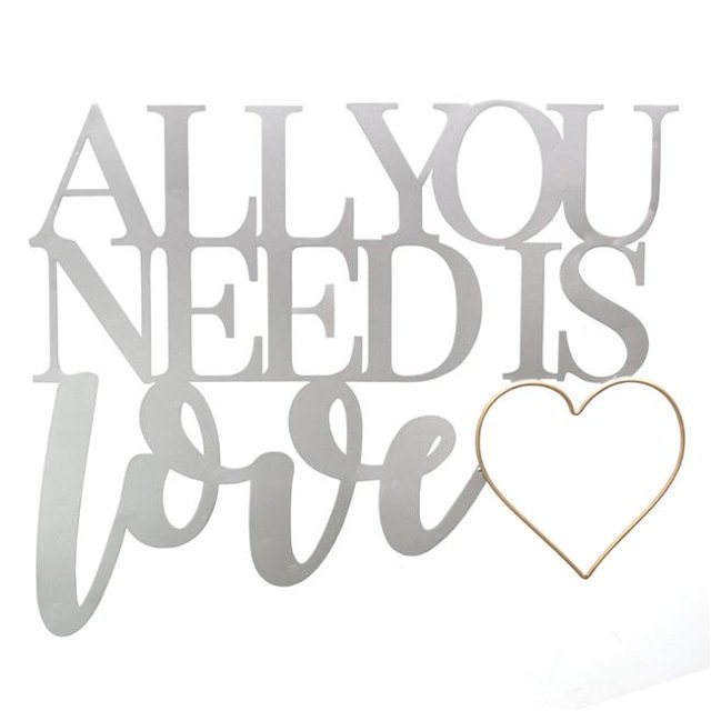 Home Roots 321259 All You Need Is Love Metal Word Wall Decor, Silver & Gold