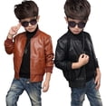 thumbnail image 5 of Abrigo de cuero para niños, otoño e invierno, abrigo grueso y cálido con forro polar, chaqueta de cuero PU para niños medianos y grandes, primavera y otoño, 5 of 5
