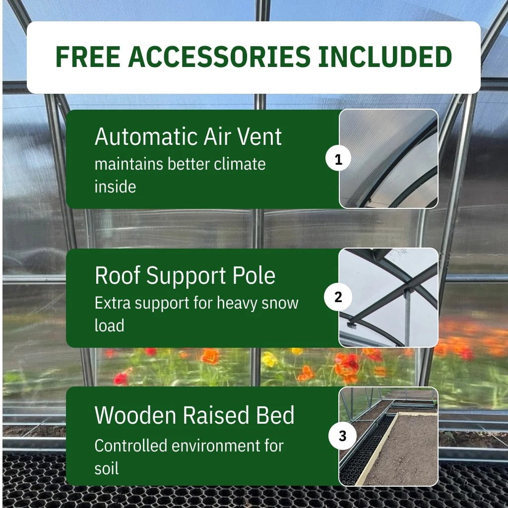 10x20ft Polycarbonate Outdoor Greenhouse, Walk-in Green House with Galvanized Steel Frame for Backyard Gardening