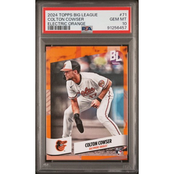 Graded 2024 Topps Big League Colton Cowser #71 Electric Orange Rookie RC Baseball Card PSA 10 Gem Mint