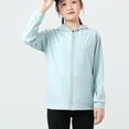 thumbnail image 2 of Girls' Zip Up Hoodies Ice Silk Cool Hooded Tops For Teen Upf 50+ Rash Guard Clothes Quick Dry Sports Activewear Sweatshirt Long Sleeve Plain Loose Fit Cottons 4-13 Years, 2 of 6