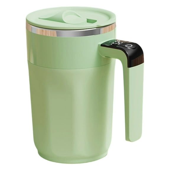 Self Stirring Mug,Automatic Stirring Coffee Cup With Temperature Display,Self Stirring Coffee Mug With Lid And Handle,Mixing Cup With Magnetic Stirrer,Portable Stirring Mugs For Coffee,Light Green