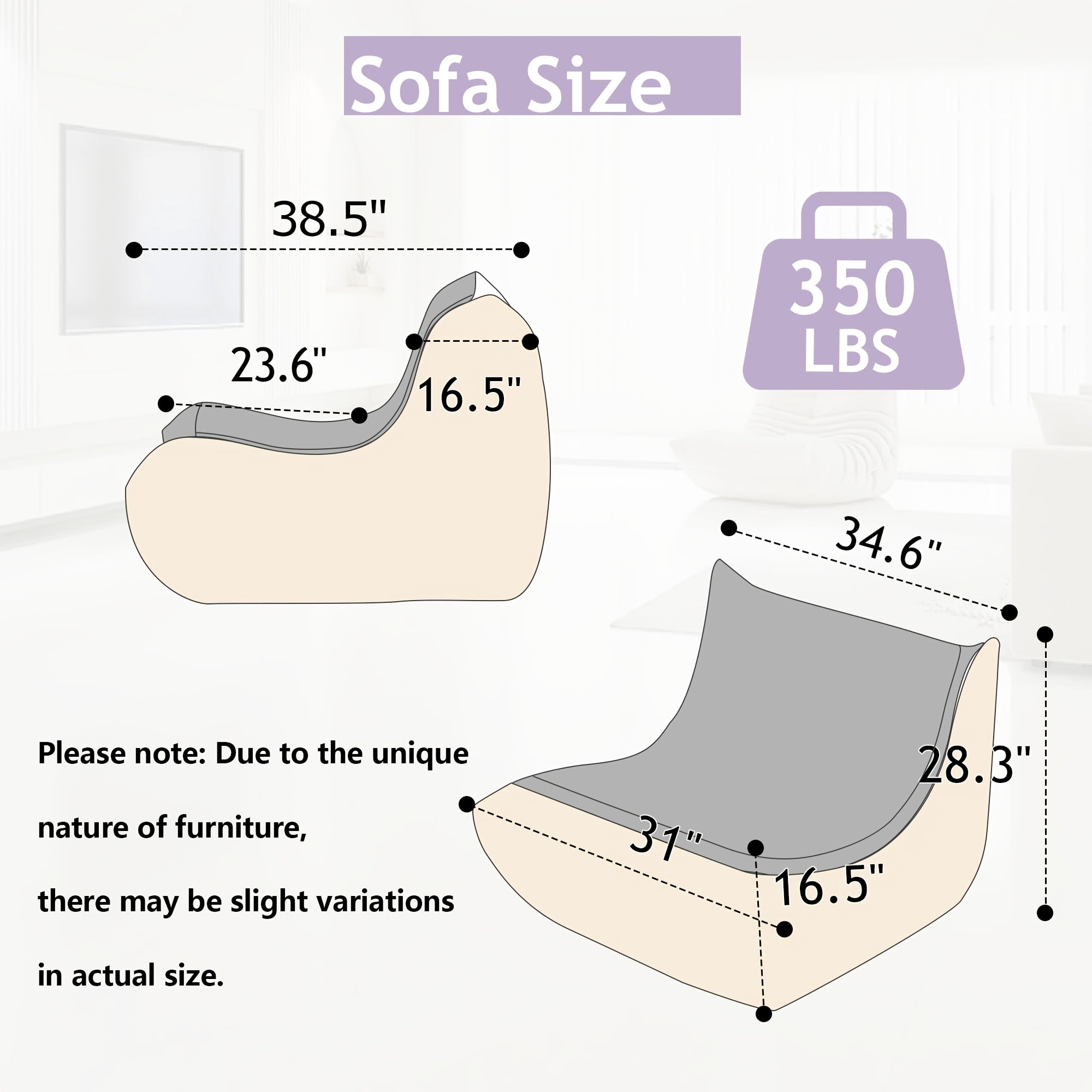 Memory Foam Bean Bag Chair with Free Round Carpet, Large Cozy Fireside Sofa for Adults, Knitted Fabric Ergonomic Lounge Chair for Living Room,  Movie Nights and Office
