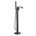 thumbnail image 1 of Freestanding Floor Mount Single Handle Bath Tub Filler Faucet with Handheld Shower in Matte Black, 1 of 1