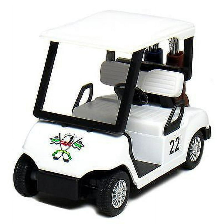 New 4.5 Kinsfun Golf Cart w/ Clubs Diecast Metal Model Caddy Toy Car White  Logo 