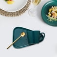 thumbnail image 1 of Juego de taza de café de cerámica perfecl Con Platillo y cuchara regalo para mujer verde, 1 of 8