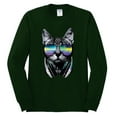 thumbnail image 2 of DJ Kitty Cat with Headphones | Mens Cat Lover Long Sleeve T-Shirt, Forest Green, 3XL, 2 of 3