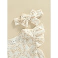 thumbnail image 5 of Franhais 3 Pieces Baby Suit Set, Coconut Tree/ Floral Print V-Neck/ O-Neck Romper+ Shorts+ Headband, 0-18 Months, 5 of 7