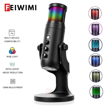 RGB USB Condenser Microphone Professional Vocals Streams Mic Recording Studio Micro for PC YouTube Video Gaming Mikrofo/Microfon