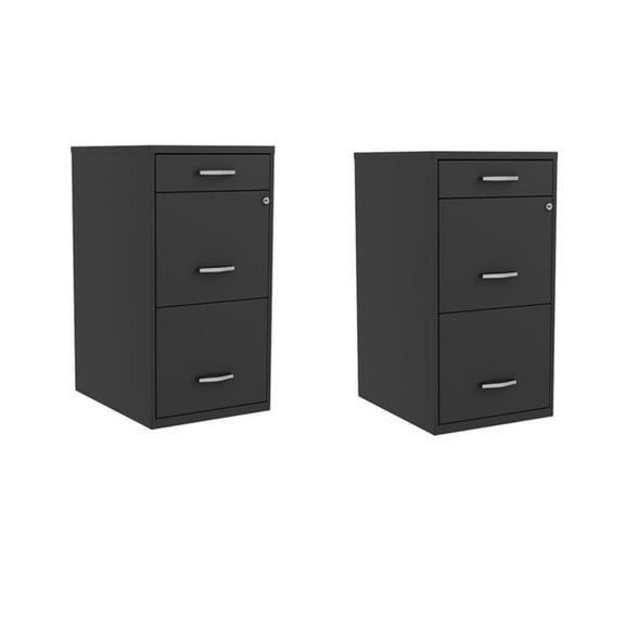 Home Square Set of 2 3 Drawer Metal Organizer File Cabinet Black