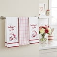 thumbnail image 2 of Serafina Home Valentines Kitchen Towels: Sending You Love Bicycle and Cute Candy Striped XO Heart Towel Set, 3pc, 2 of 5