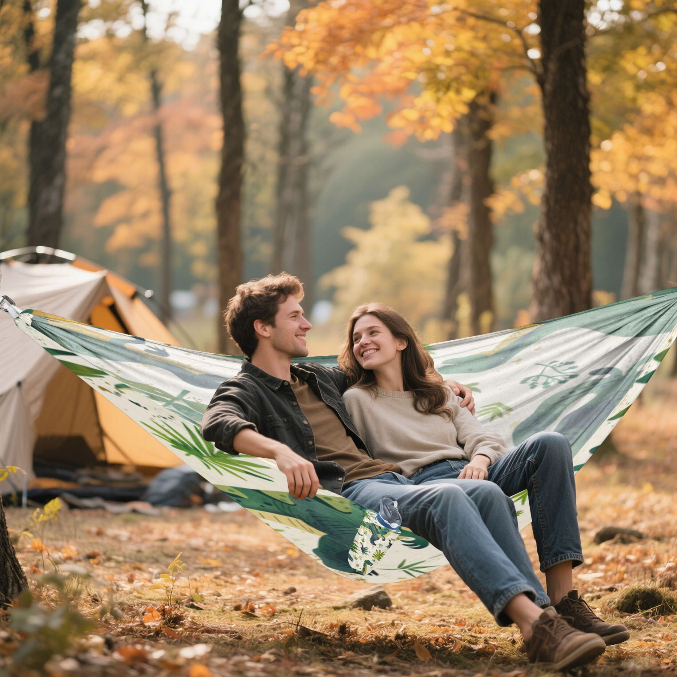 Hammock Camping Hammock Nylon Portable Hammock Travel Camping Hammock Green Cartoon Dinosaur