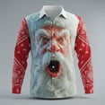thumbnail image 2 of Men's Christmas Shirt Print Long Sleeve Button Down Lapel Cardigan Tee Red-11 S, 2 of 3