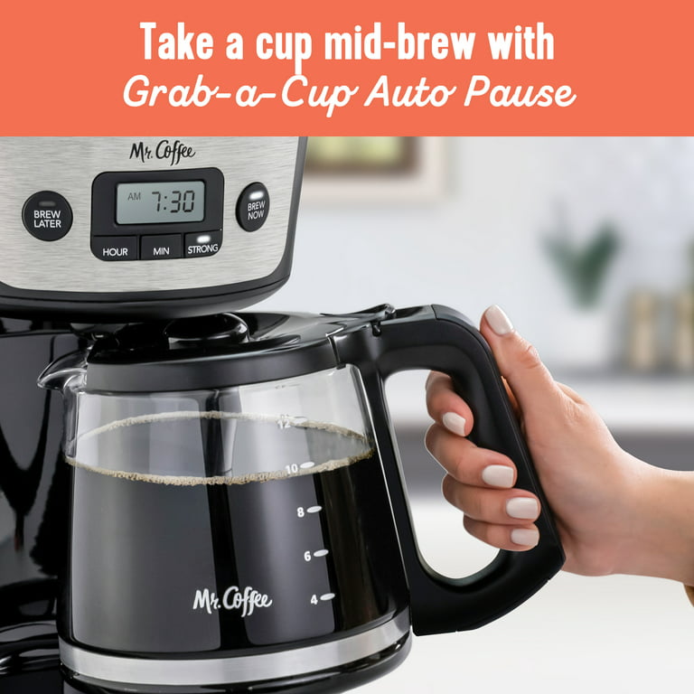 Mr. Coffee® 12-Cup Programmable Coffee Maker with Strong Brew Selector, Stainless  Steel 