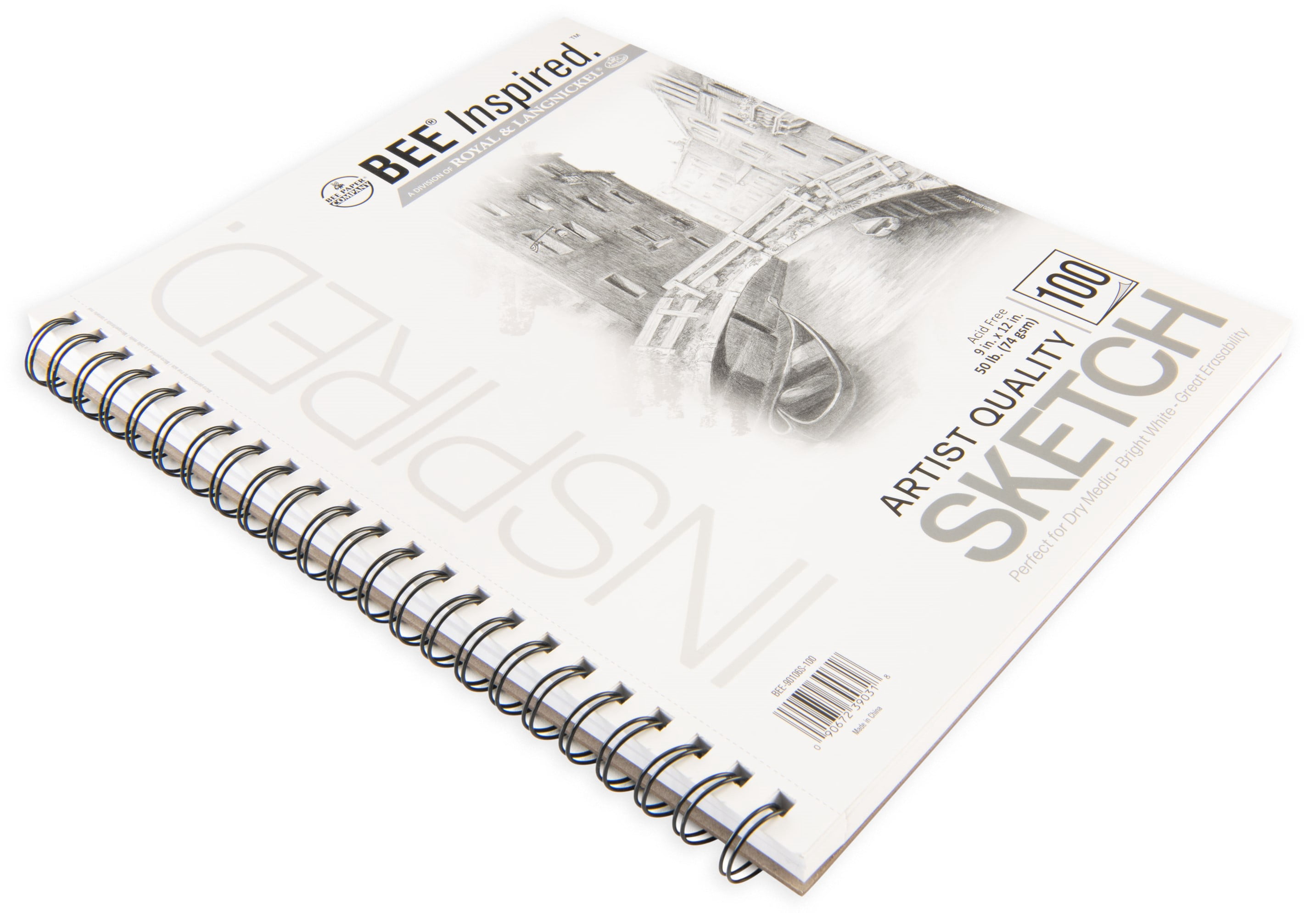 Bee Paper - Bee Inspired 9"x12" Sketching Paper Pad, 100 Sheets, Side Wire, 50lb. 74GSM