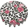 thumbnail image 4 of Round Tablecloth 60 Inch, Pink Rose Table Cover (Fit for 20"-47" Table), Soft Fabric Washable Wrinkle Resistant Table Cloths for Parties Kitchen Family Gatherings Home Decor, 4 of 6