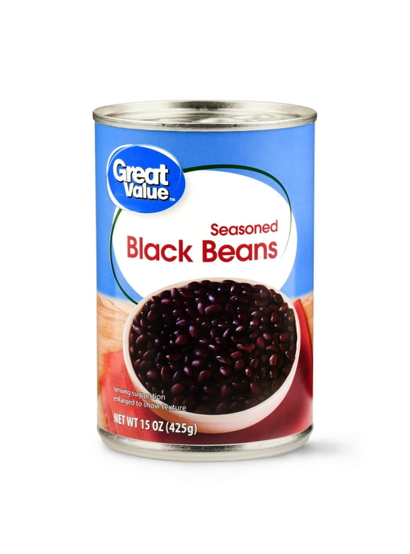 Great Value Seasoned Black Beans, 15 oz Can