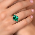 thumbnail image 4 of Gem Stone King 6.44 Cttw Green Nano Emerald and White Diamond 3-Stone Ring for Women | 925 Sterling Silver and 10K Yellow Gold |Gemstone May Birthstone | Emerald Cut 12X10MM | Size 6, 4 of 6