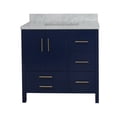 thumbnail image 2 of California 36" Bathroom Vanity with Royal Blue Cabinet and Carrara Marble Top, 2 of 5