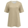 thumbnail image 5 of Tiweut T Shirts for Women V Neck Short Sleeve Summer Loose Fit 2025 Solid Color Shirts for Ladies Beige, 5 of 8