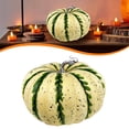 thumbnail image 2 of Clearance Under $10 | Large Spotted Artificial Pumpkin with Natural Vine for Fall Halloween Decor Green, 2 of 5