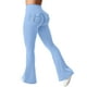 thumbnail image 1 of Leggins YEOREO Brittany Flare con bolsillos para mujer, color azul claro, talla XS, 1 of 5