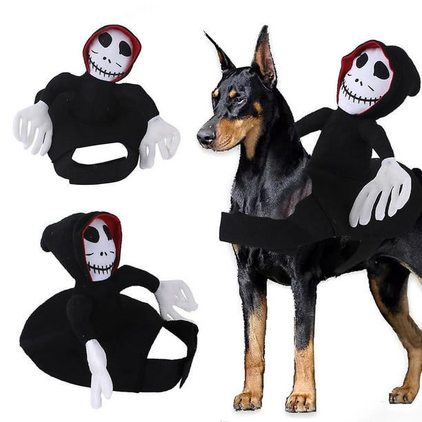 Traje de montar fantasma para mascotas, perro transformado en disfraz de Halloween, ropa para perros y gatos, mono divertido con rayas para perros y gatos, transformación de mascotas