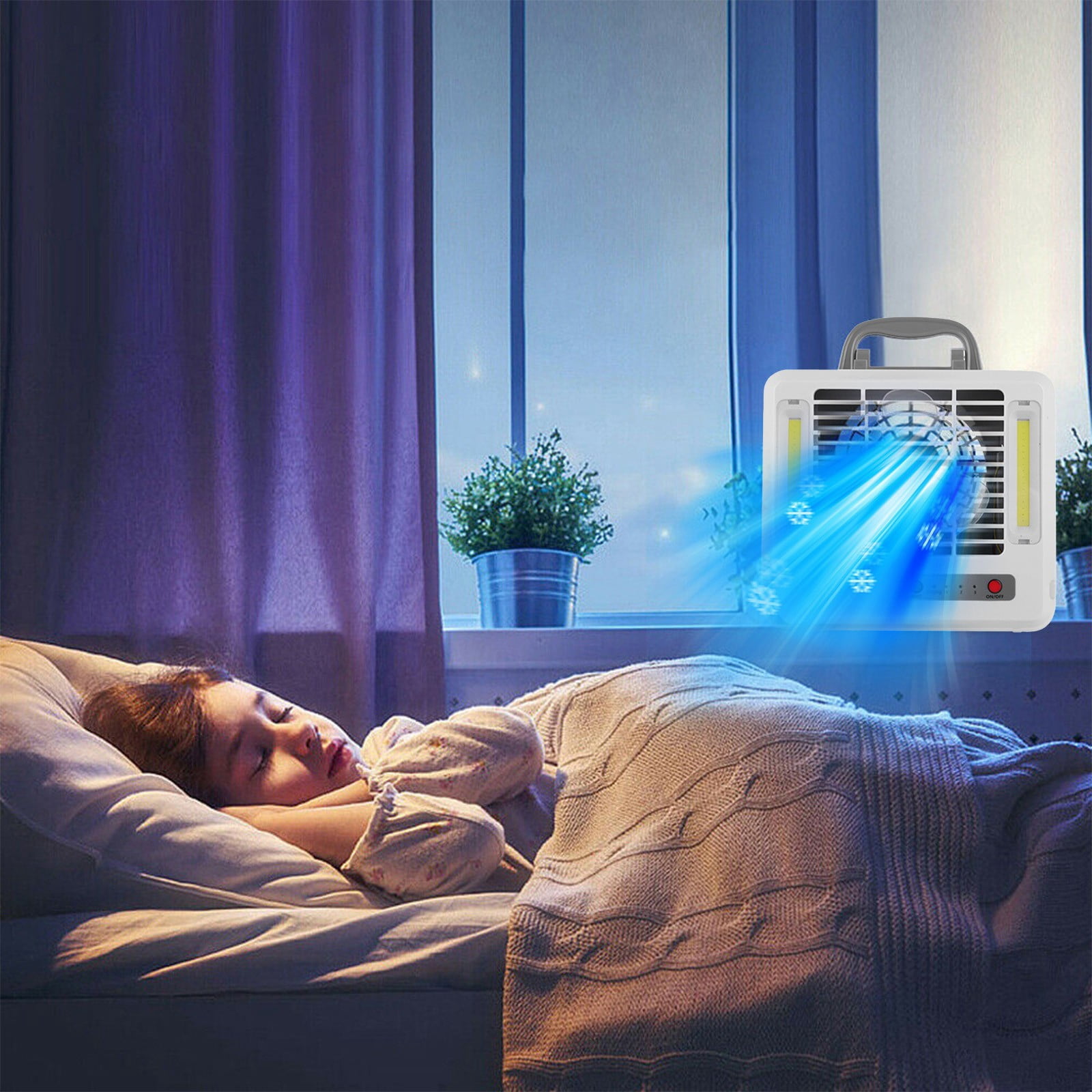 Fans That Blow Cold Air, Portable Air Conditioner, Free Standing Cooling Ac Unit with Fan, 3 Speed, USB Rechargeable Air Circulator Fan, Cooling Fans for Bedroom/Dorms/Indoor Rooms
