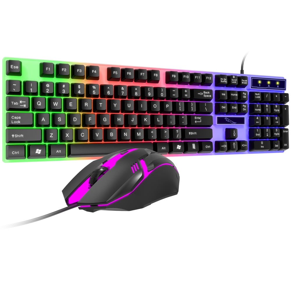 Wired Keyboard and Mouse Combo, Backlit Glowing Keyboard Silent Gaming
